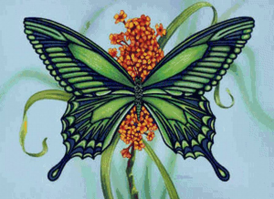 Серия "Бабочки" - цветы, бабочки - предпросмотр
