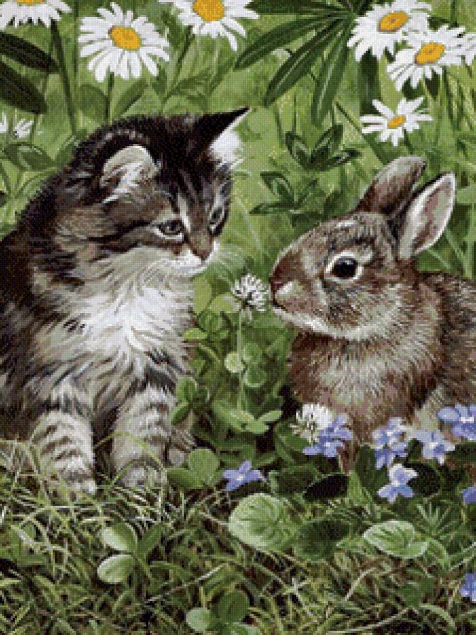 кот и заяц - кот, животные - предпросмотр