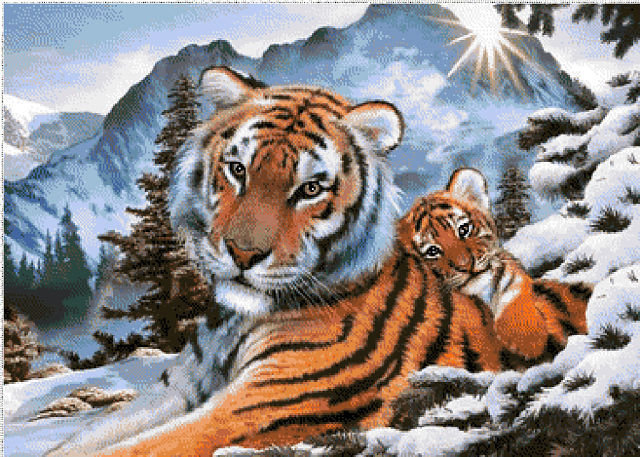 Рядом с мамой - тигры, животные, звери, семья - оригинал