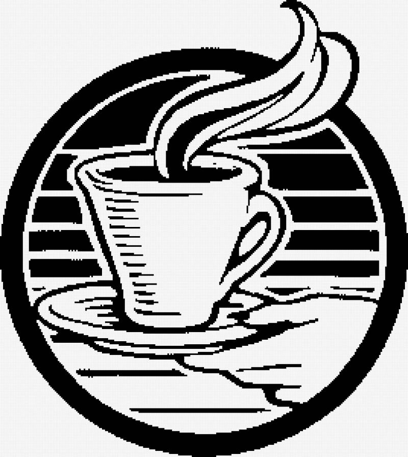 Чашка кофе - монохром - предпросмотр