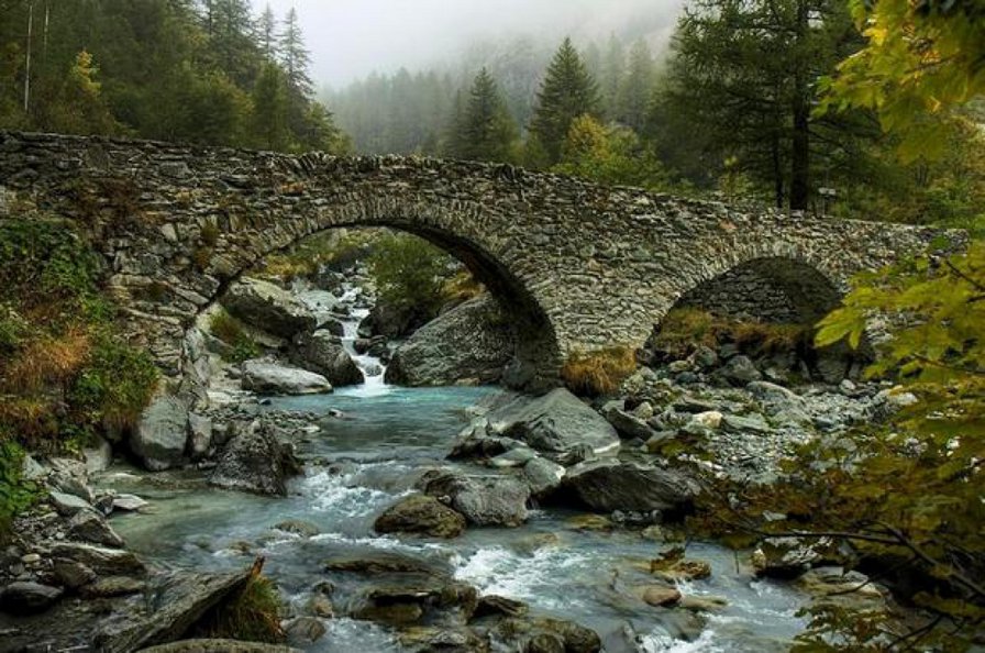 мост - река, мост, природа, пейзаж - оригинал