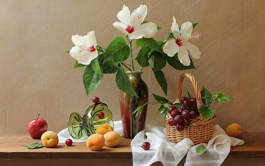 натюрморт - фрукты, цветы, натюрморт - оригинал