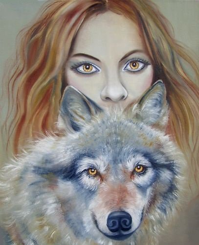 Взгляд - взгляд, волк, женщина - оригинал