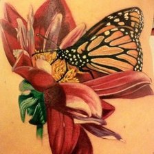 Оригинал схемы вышивки «Бабочка на цветке» (№580344)
