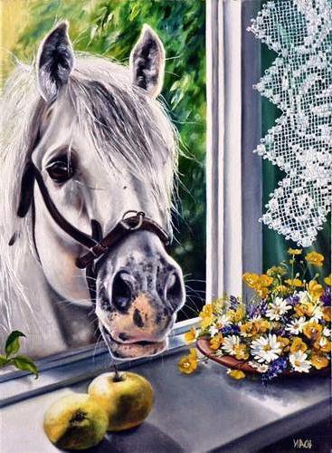 лошадь - окно, лошадь - оригинал