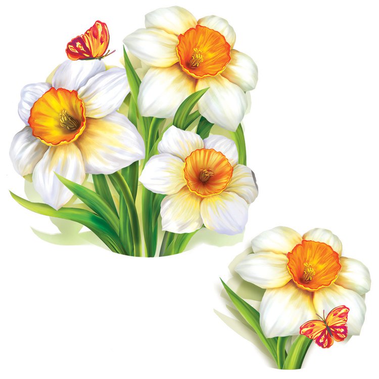 Нарциссы - весна, нарцисс, нарциссы, весенние цветы, бабочки, пасха, панно - оригинал