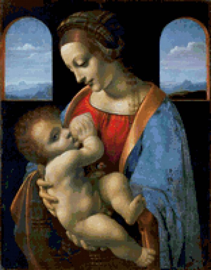Мадонна Литта, Леонардо да Винчи - картины известных художников - предпросмотр