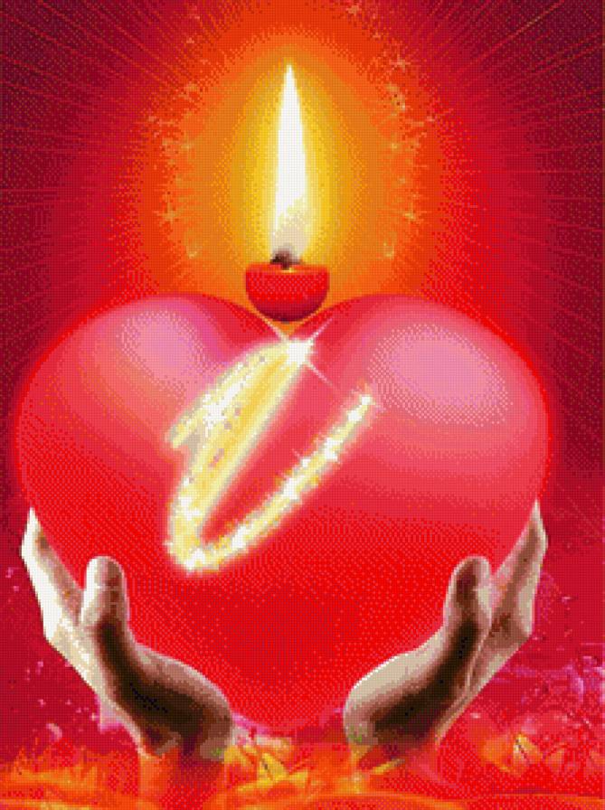 огонь любви - сердце, свеча, огонь - предпросмотр