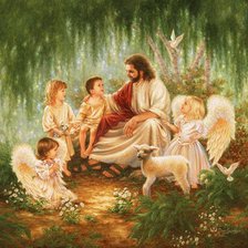 Оригинал схемы вышивки «Иисус и дети» (№581497)