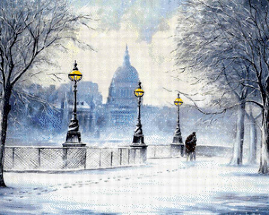зимний Петербург - город, двое, снег, зима - предпросмотр