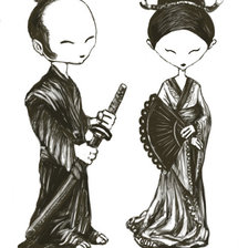 Оригинал схемы вышивки «самурай и гейша» (№582585)