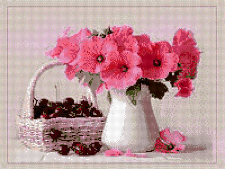 И ...ЧЕРЕШНЯ - цветы, вазы, натюрморт.лето, ягоды - предпросмотр
