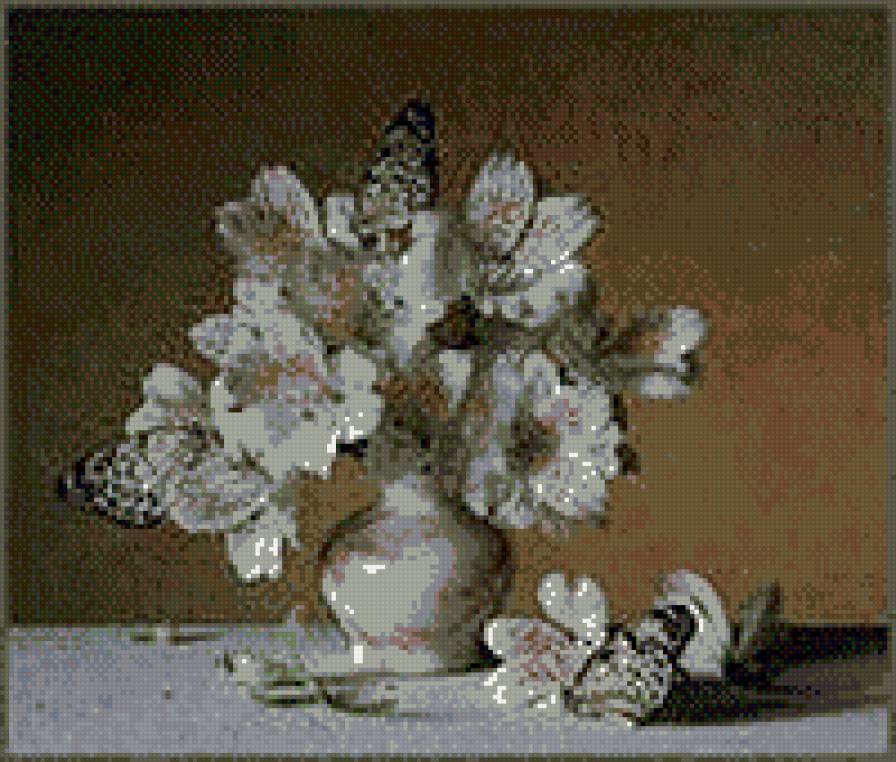 БАБОЧКИ НА ЦВЕТАХ - натюрморт, цветы.бабочки.вазы, лето - предпросмотр