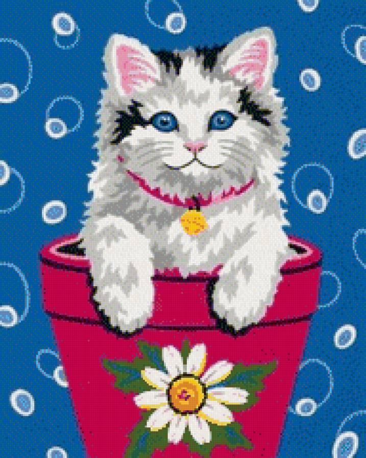 Кот в цветочном горшке - коты, животные - предпросмотр
