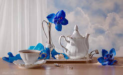 ЧАЕПИТИЕ - чаепитие, натюрморт, на кухню, цветы, сервиз - оригинал