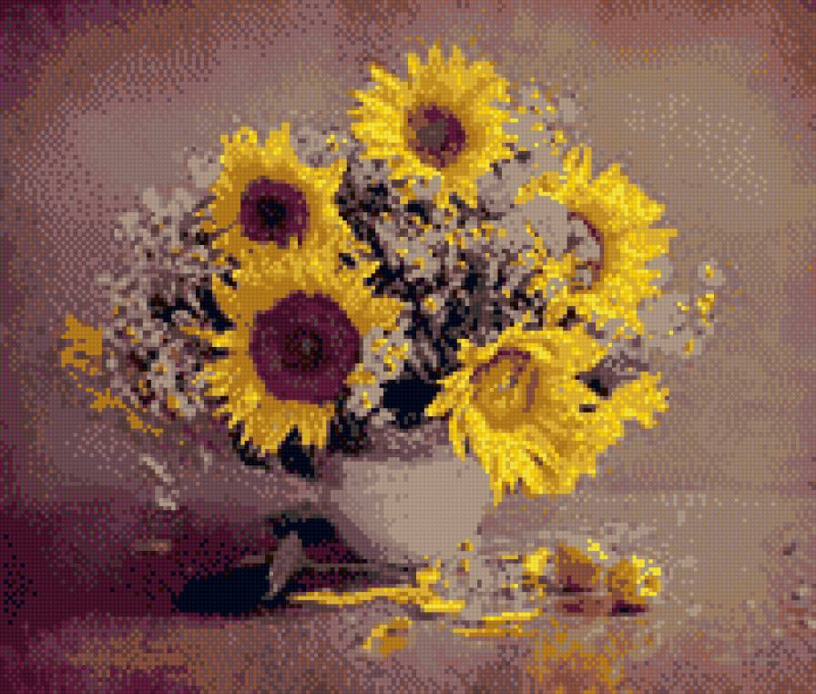 ПОДСОЛНУХИ - ваза, натюрморт, цветы, подсолнухи - предпросмотр