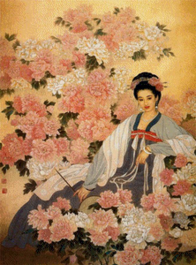 Японская девушка - девушка, восток, картина, японка - предпросмотр
