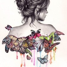 Схема вышивки «девушка с бабочками»