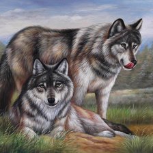 Схема вышивки «пара волков»
