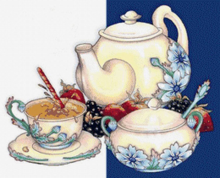 Чайная церемония - натюрморт, фрукты, для кухни, чай, чайник - предпросмотр