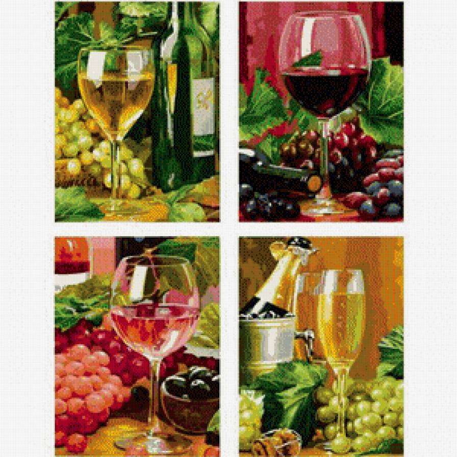 Полиптих"Вино" - для кухни, фрукты, натюрморт, бокал вина - предпросмотр