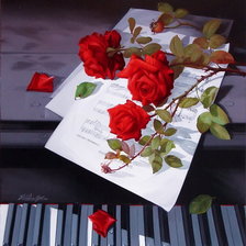 Оригинал схемы вышивки «Розы на пианино» (№587306)