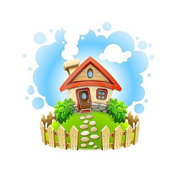 Сказочный домик - дом, детское, сказка, цветы, деревья, домик, мультик, детям, природа - оригинал