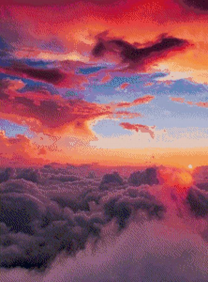 закат над облаками - небо, солнце, облака, закат - предпросмотр