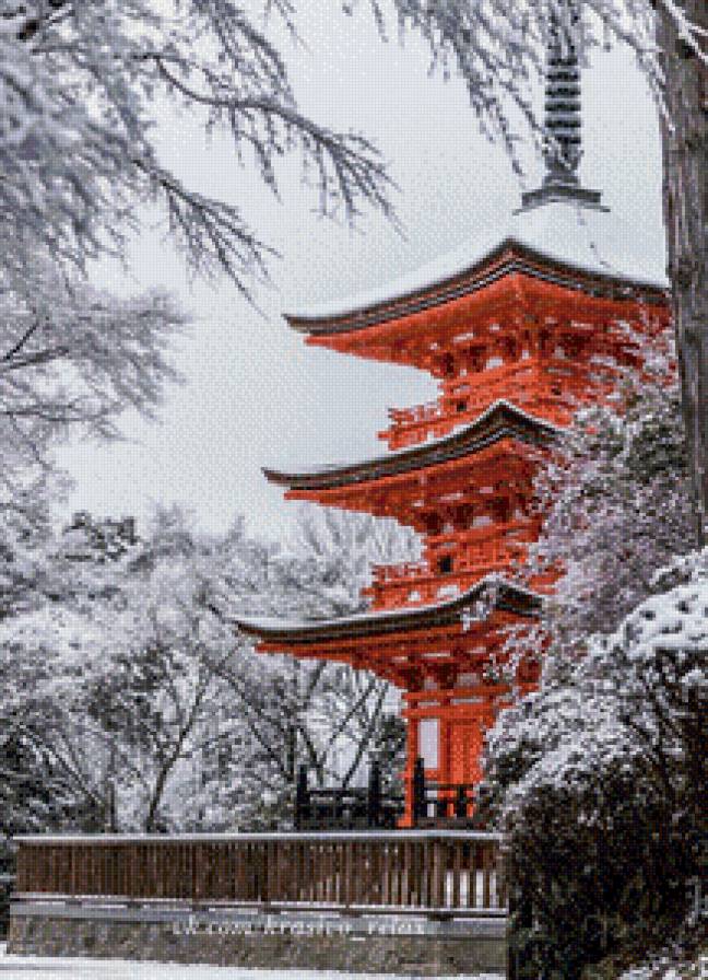пагода - пагода. япония, снег, зима, восток - предпросмотр