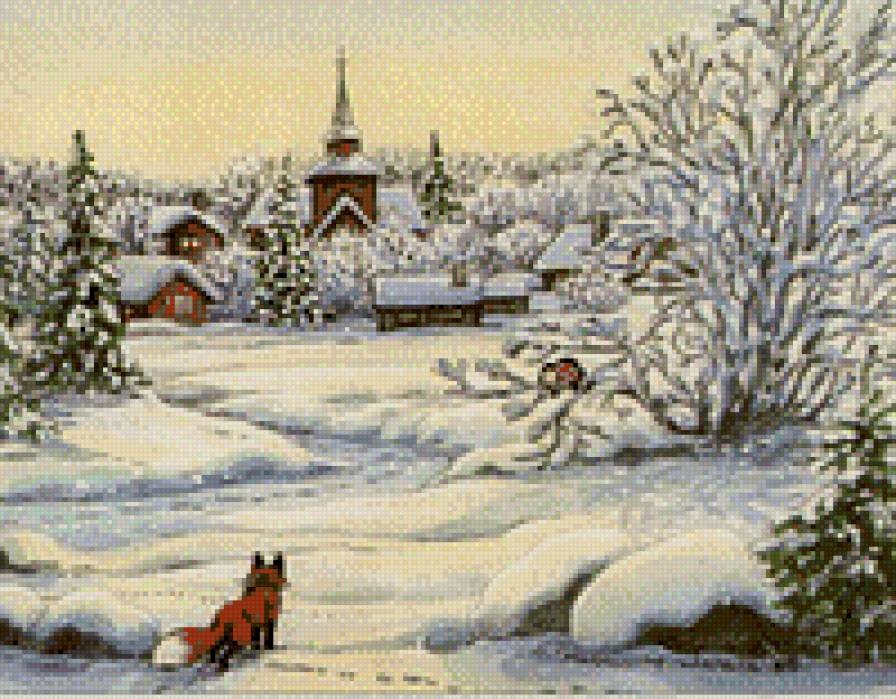 зима - деревня, пейзаж, зима, природа - предпросмотр