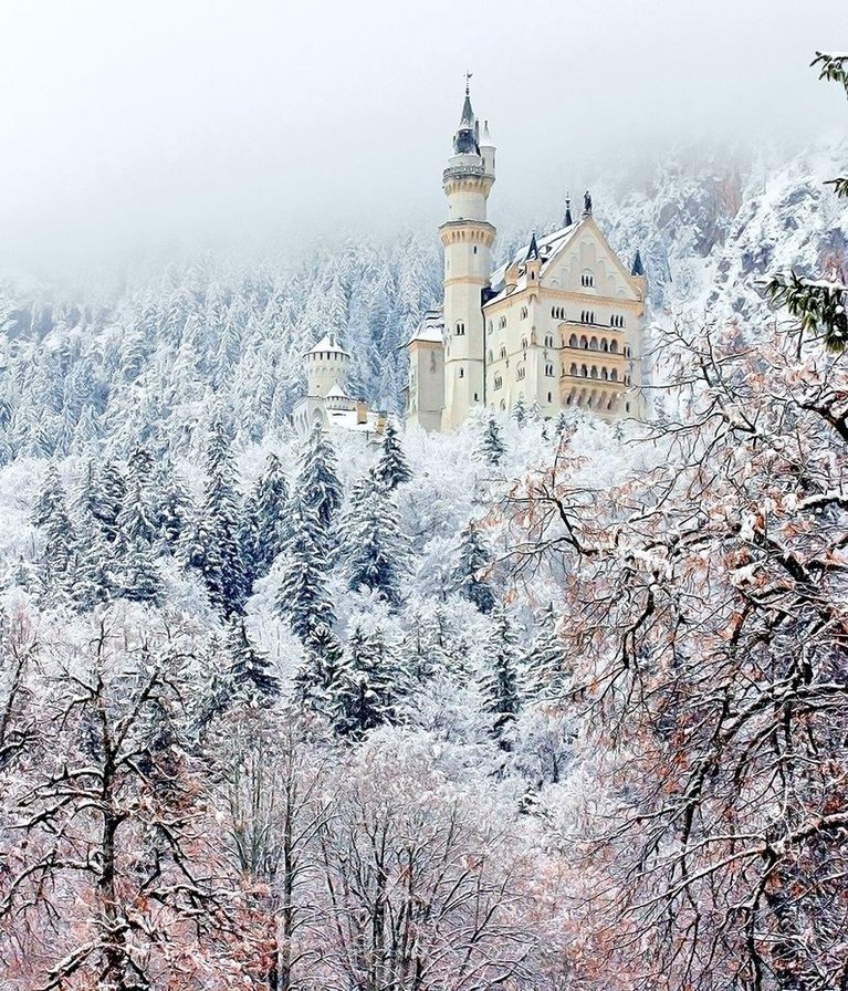жемчужина Германии - зима, замки, германия, пейзаж - оригинал