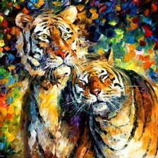 Схема вышивки «красочные тигры»