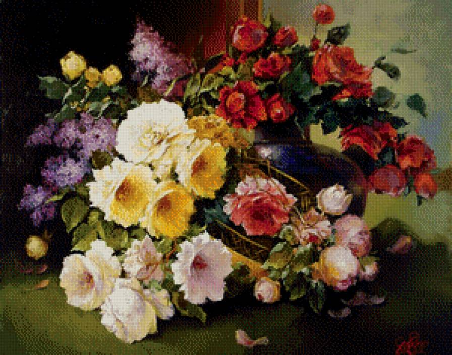 букет - букет, цветы, ваза, акварель, живопись - предпросмотр