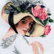 Оригинал схемы вышивки «девушка с розами» (№588555)