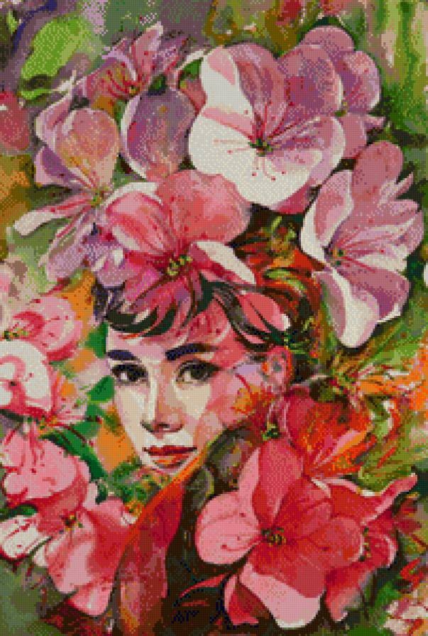 портрет в цветах - девушка, цветы, портрет - предпросмотр