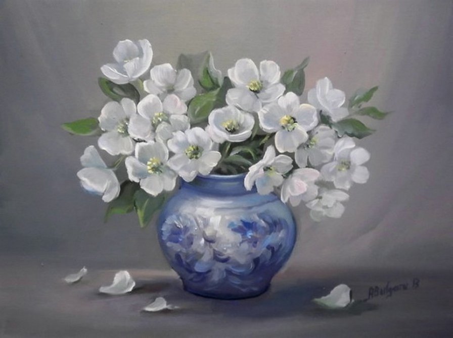 Белые цветы - цветы, ваза - оригинал