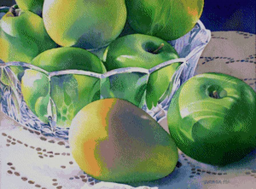Яблочки в вазе - фрукты, натюрморт - предпросмотр