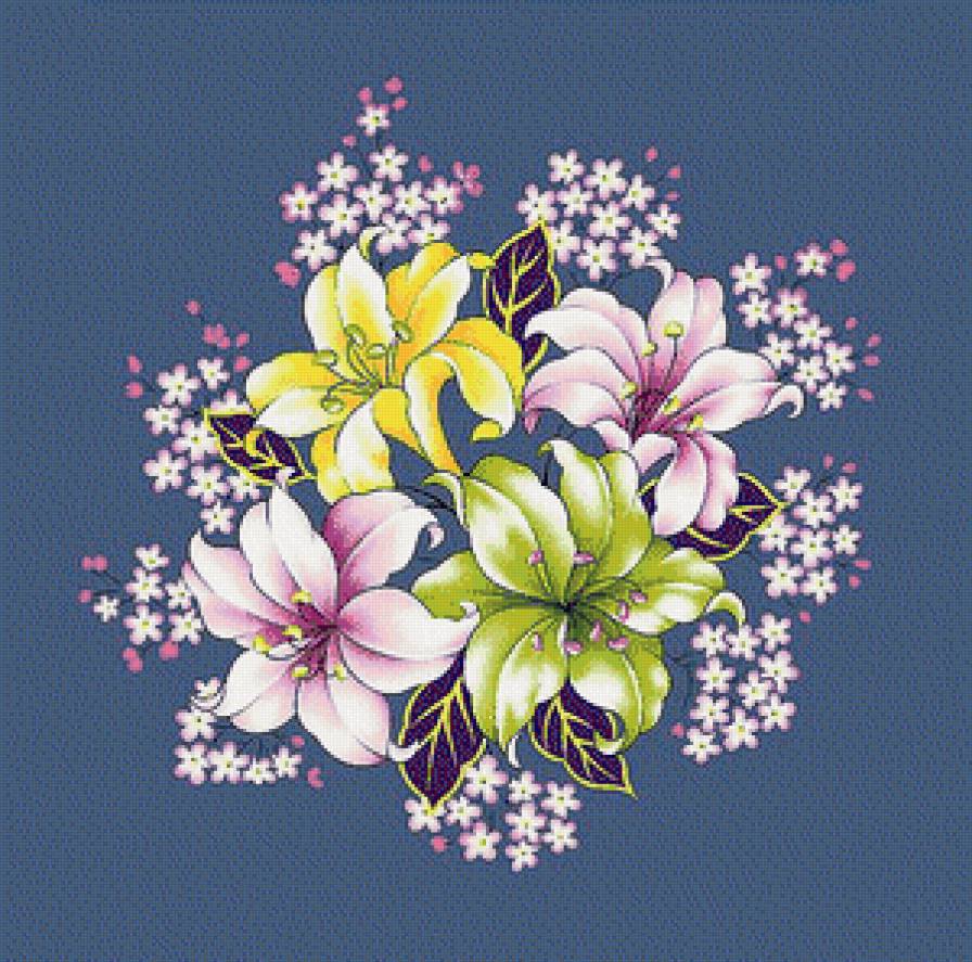букет лилий - белые цветы, подушка, лилия, букет, розовые цветы, лилии - предпросмотр