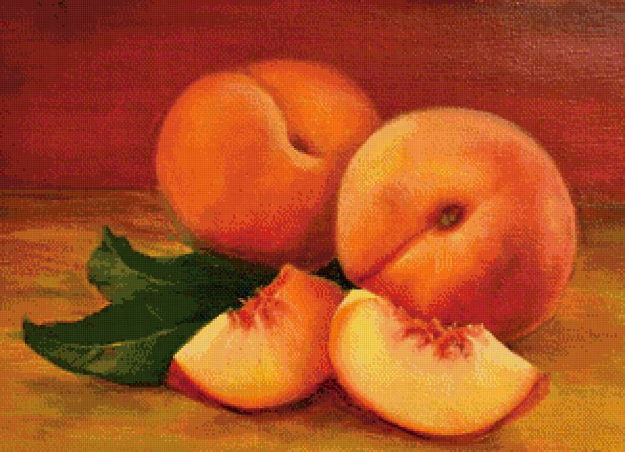 Персики - натюрморт, фрукты - предпросмотр