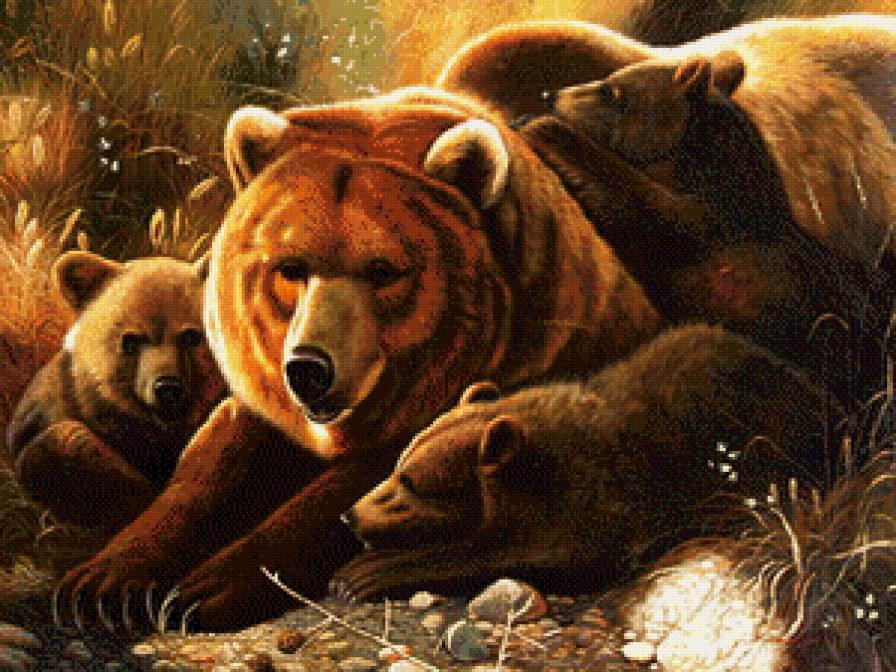 мать и дитя - медвежата, хищник, мать, медвежонок, медведи, дитя, медведь, семья - предпросмотр