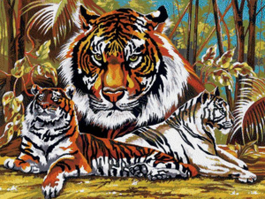 Глава семейства - тигры, восток, азия, животные - предпросмотр