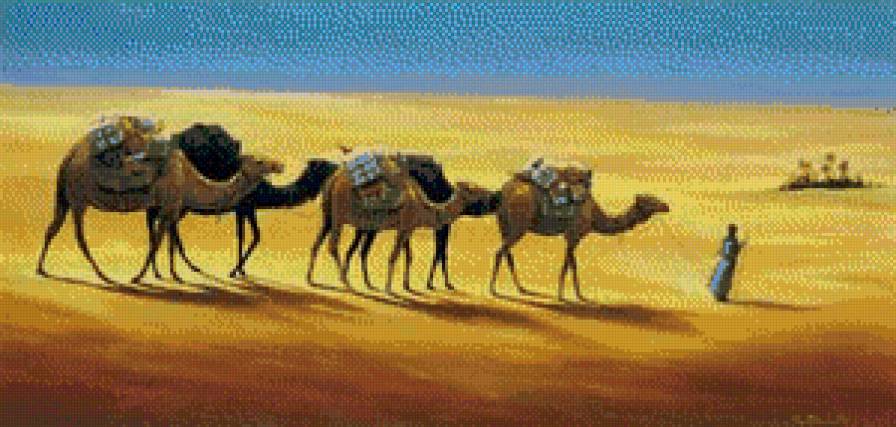 Караван пустыни - караван, верблюд, пустыня - предпросмотр