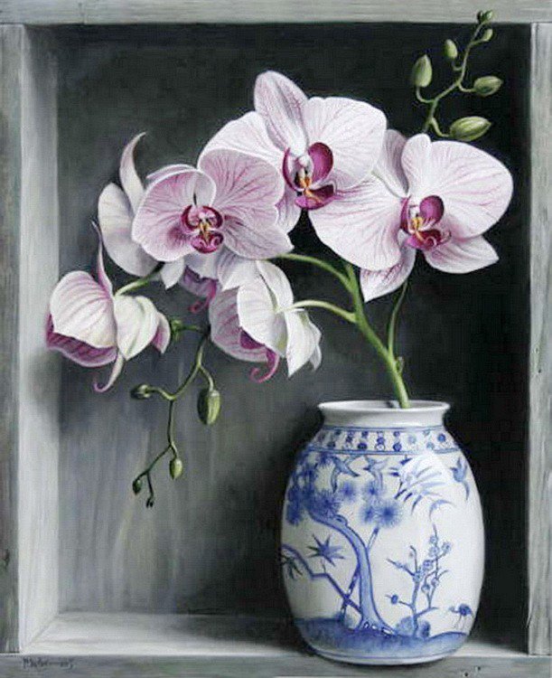 орхидея - ваза, орхидея - оригинал