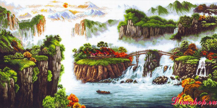 парящие острова - водопад - оригинал