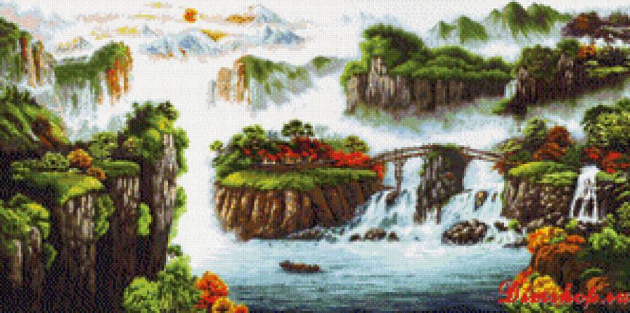 парящие острова - водопад - предпросмотр