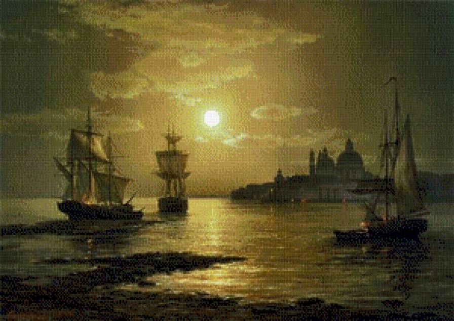 луна над Венецией - город, море, корабли - предпросмотр