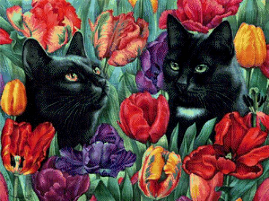 кошки - кошки, цветы - предпросмотр