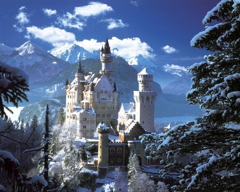 снежный замок - замок, горы, зима - оригинал