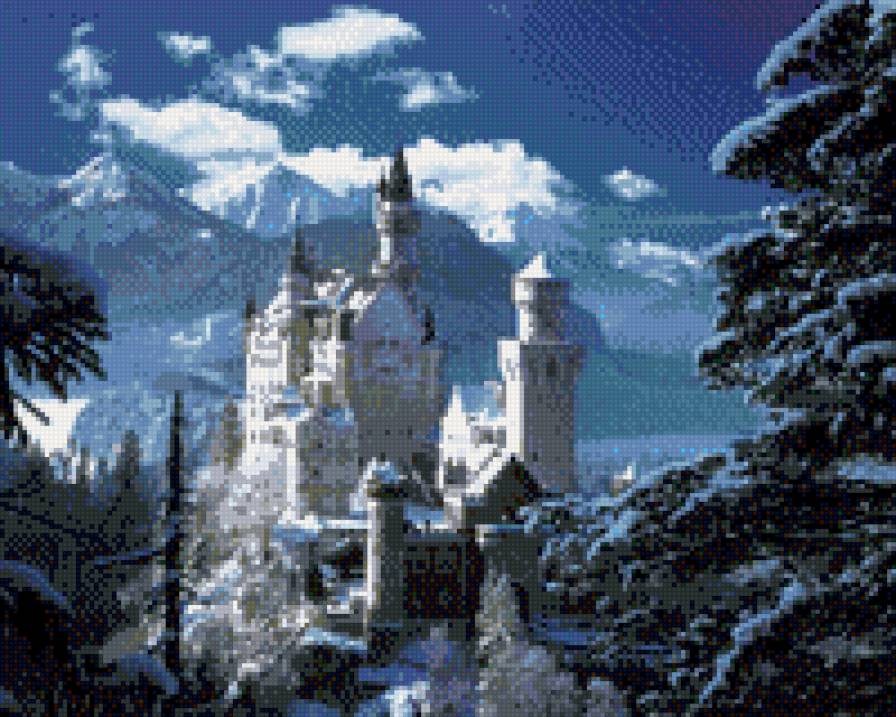 снежный замок - горы, замок, зима - предпросмотр