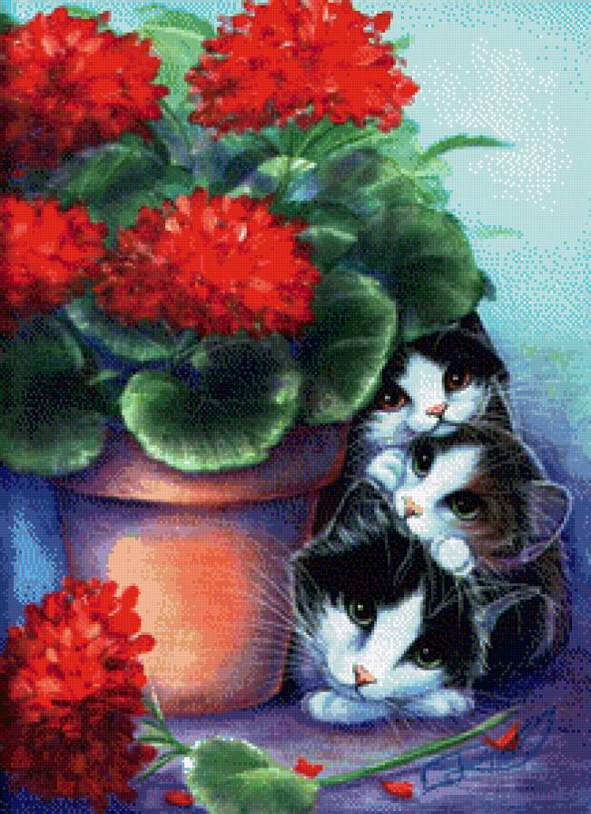 Пушистики - коты, животные, цветы - предпросмотр